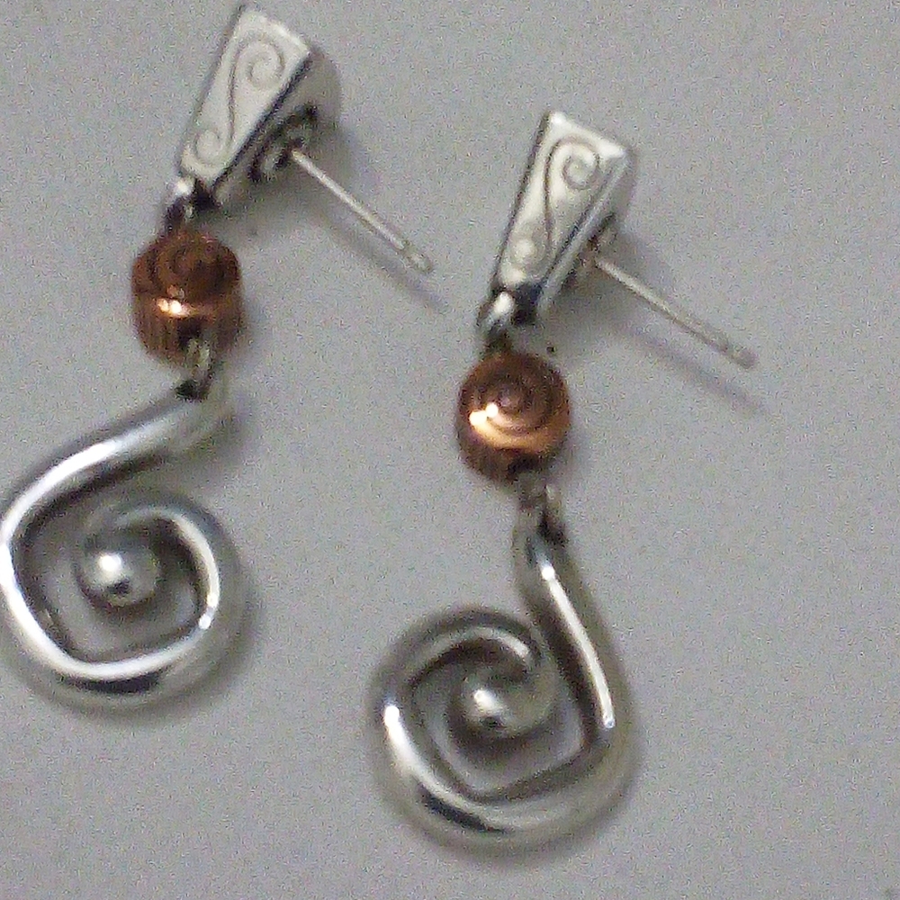 Brighton Pablo's Passion Earrings Silver-tone Copper-tone Retired